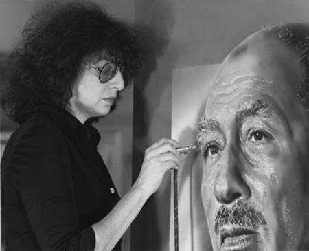 Portrait of Anwar El-Sadat being painted by Audrey Flack